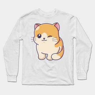 Cute smiling kitten sitting relaxed Long Sleeve T-Shirt